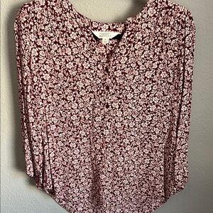 Marled Burgundy Floral Women's Top